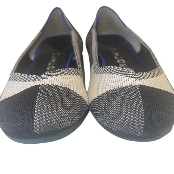 Rothy's The Flat Black and Tan Round Toe Patterned Flats Size 7 - Picture 3 of 11